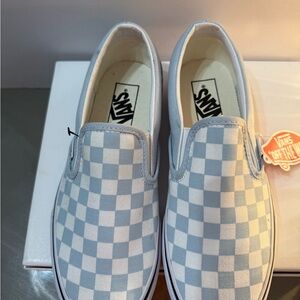 Vans Kids Blue Checkered Slip-On Sneakers